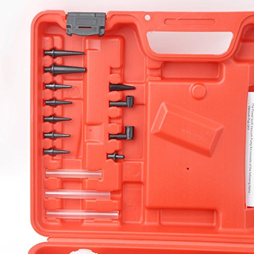 21pc Hand Held Vacuum Pressure Pump Tester Kit Brake Fluid Bleeder Bleeding Kit