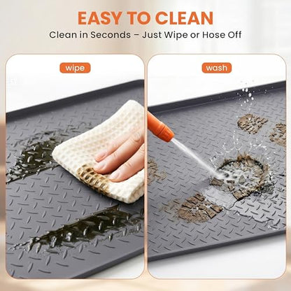 Oil Spill Mat 51" x 26", Large Silicone Oil Mat for Garage, Oil Change Mat with 0.7" Raised Edge, Leak Containment, Oil Drip Pan Alternative for Car, Lawn Mowers (Gray)