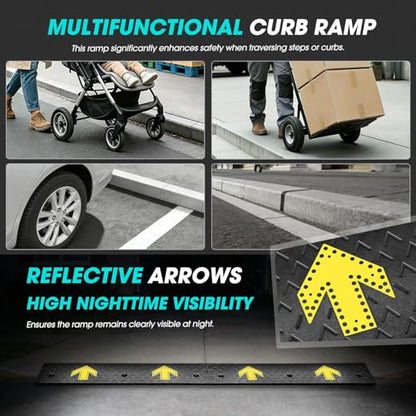 DNA Motoring 2pcs 2.2" Rise Rubber Arrow Curb Ramp Heavy Duty Loading Driveway Ramps Threshold Ramp 37.2" W x 9.1" D x 2.2" H for Loading Dock, Warehouse, Motorcycles, Cars, TOOLS-00648 - style: 2.2 in 2pcs w/Arrow