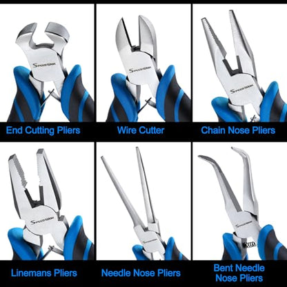 SPEEDWOX 6-Piece Mini Pliers Set - Needle Nose, End Cutting, Bent Needle Nose Diagonal, Long Nose and Linesman Pliers For Jewelry Making Beading,Craft Making Electronic Repair with Carrying Pouch - style: 6PCS A Set