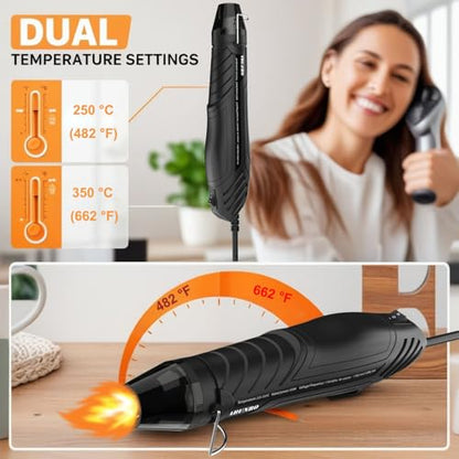 Heat Gun, Uptdae Version 110V 300W Mini Handheld Hot Air Gun with 6.6ft Cable, Portable Heat Gun For Crafting, Embossing, Shrink Wrapping PVC, Drying Paint, Clay, Rubber Stamp | 6.6ft Cable, Portable, For Crafting, Embossing, Shrink Wrapping PVC, Drying P