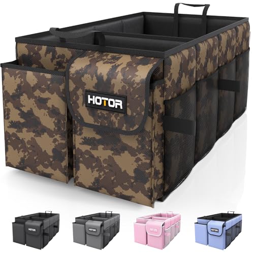 HOTOR Trunk Organizer - Car Organizer, Foldable Trunk organizer for SUVs & Sedans, Sturdy Car Organization for Car Accessories, Tools, Sundries, Brown Camouflage, 2 Compartments, 21.3"×12.6"×10.6" - color: Brown Camouflage, size: Medium (2 Compartments)