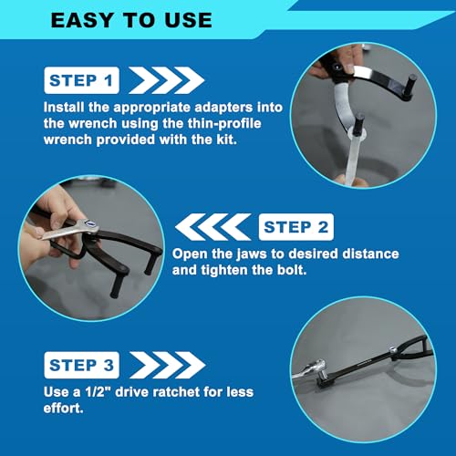 15PCS Pulley Holder Tool Kit, Universal Pin Spanner Wrench Set, 1/2" Drive Ratchet Adjustable Spanner Wrench with Variable Pins fits Camshaft Pulleys, Fan Clutch Removal Wrench Tool