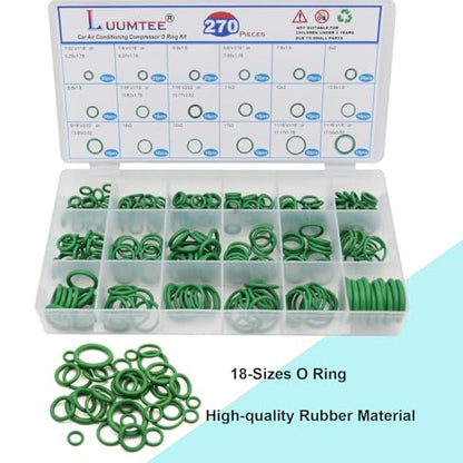 5 Set Car A/C Repair Kits,270pcs O-Ring Seals Kit+102PCS A/C Valve Core Kit+77pcs Charging Port Dust Caps+16pcs AC Fuel Line Disconnect Tool Set+45pcs Compressor Gasket Seals(510PCS)
