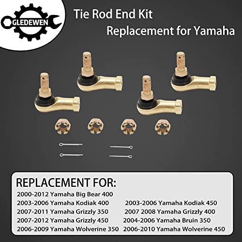 Tie Rod End Kit, Compatible With 00-12 Yamaha Big Bear 400, 04-06 Bruin 350 | Fit for 03-06 Kodiak 400 / 450, 07-12 Grizzly 350 / 400 / 450, 06-10 Wolverine 350 / 450 Ball Joint Set ATV UTV Accessories - size: 2000-2012 Yamaha Big Bear 400