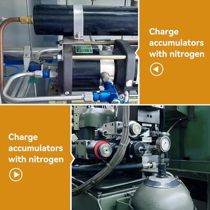 Hydraulic Nitrogen Accumulator Charging Kit, Nitrogen Fill Kit, Nitrogen Pressure Test System with 7 Couplings, 3 Gauges(1500PSI /4000PSI/ 6000PSI), and 1 Gas Hose (3 Gauges) - size: 3 Gauges 7 Couplings