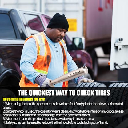 Aluminum Tire Checker Bat - Truckers Tool for Checking Tire Pressure - Silver - color: Silver