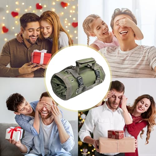Tool Bag Organizer Roll Up: Gifts for Men Fathers Day Dad Gifts for Him Boyfriend Husband Birthday Portable Motorcycle Tool Box Woodworking Gift for Mechanic Craftsman Electrician Rollup Toolbag