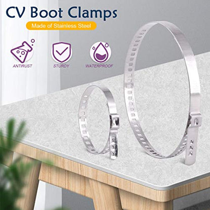 Swpeet 24Pcs CV Boot Clamp Assortment Kit, 12 Pairs Universa Small and Large Stainless Steel Universal Adjustable Stainless Steel Drive Shaft Joint Boot Crimp Clamp Kit for Most Cars - size: 24 Pieces