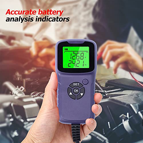A300 Digital Car Battery Tester LCD Battery Test Analyzer Auto Test Diagnostic Tools with Wide CCA Range 100-1700 for 12V Flood AGM Gel Deep Cycle Batteries ABS 13x6.2x2.8cm (Purple) - color: Purple