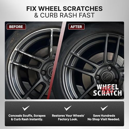 Wheel Scratch Fix® Gray Touch Up Paint for Cars - DIY Alloy Wheel Repair Kit, Curb Rash Remover with Fast-Drying Pen - Long-Lasting OEM Finish Car Rim Paint for Scuffs and Chips at Home (Anthracite) - color: Gray - Anthracite - Kit