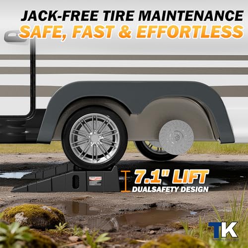 Car Ramps for Oil Changes and Vehicle Lift, 7.1 Inch Lift, 11.1 Inch Wide Tire Heavy Duty Ramps for SUV & Truck, 16,000 lbs Capacity, 2pcs