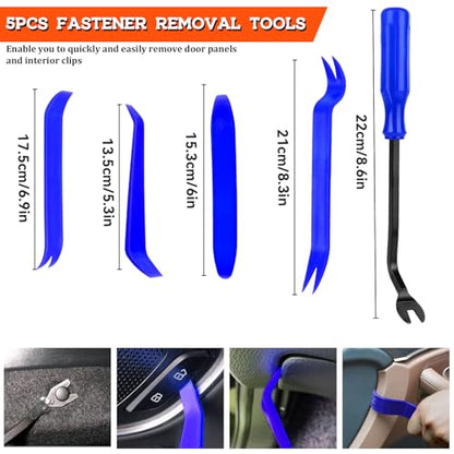1355Pcs Car Retainer Clips & Metal Fasteners Kit - 36 Sizes Auto Push Rivets, Bumper U-Nuts & Screws with 5 Blue Trim Tools, Cable Ties. 3-Layer Storage Box for GM Ford (1355Pcs) - style: 1355pcs
