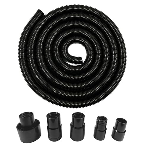 Shop Vacuum Dust Collection Hose Kit, 12 Ft Dust Collection Hose Kit with 5 Vac hose Fittings/Attachments for Multiple Types/Brands of Woodworking Power Tools Home and Wet/Dry Shop Vacuums