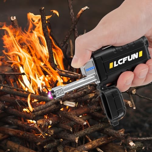Retractable Neck Plasma Lighter with Flashlight – Windproof USB-Rechargeable Arc Lighter for Camping, Outdoor Gear (Camouflage)