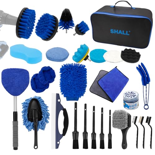 SHALL 28Pcs Car Detailing Kit, Car Detailing Brush Set, Car Wash Cleaning Kit, Professional are Kit Car Care Kit for Interior Exterior Wheels