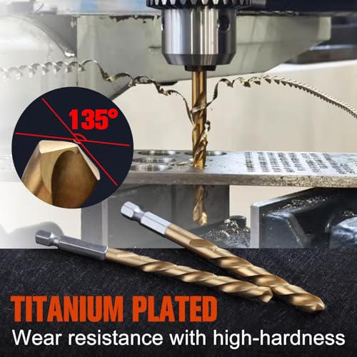 11Pcs Easy Out Screw Extractor Set, Titanium Coating Left Hand Drill Bit and Bolt Extractor Kit with 1/4" Adaptor, Reverse Drill Bit Extractor Set for Rusted Rounded Damaged Nuts Screws