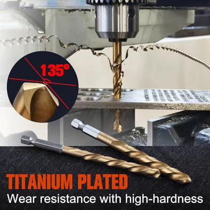 11Pcs Easy Out Screw Extractor Set, Titanium Coating Left Hand Drill Bit and Bolt Extractor Kit with 1/4" Adaptor, Reverse Drill Bit Extractor Set for Rusted Rounded Damaged Nuts Screws