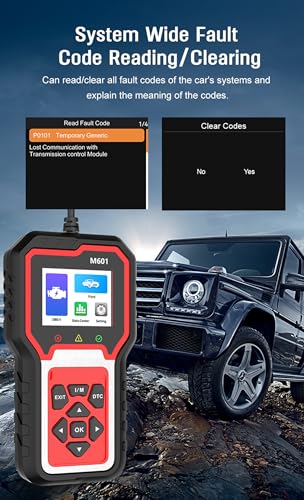 M601 OBD2 Scanner for BMW Code Reader, Multi-System Diagnostic Scan Tool for Engine, I/M Readiness, Transmission, ABS, SRS, Body, Chasis, Speaker System & More - color: red