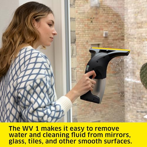 KÄRCHER WV 1 Electric Window Vacuum Squeegee 10" - Perfect for Showers, Mirrors, Glass, and Countertops - Electric Squeegee, Black - color: Black