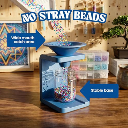 Diamond Painting Funnel Kit with Stand – No-Spill Drill Funnel for Diamond Art Accessories – Bead Organizer Tool for Easy Pouring & Storage – Compact, Stable & Mess-Free Design