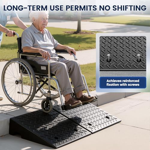 KROAK Heavy-Duty Rubber Curb Ramps 2-Pack, 5" Height & Extra-Wide 18.8" Width, Supports 11800LBS, Non-Slip Driveway Ramps for Cars, Scooters, Lawn Mowers & Motorcycles - size: 5" Rise