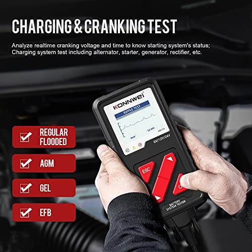 KONNWEI KW710 Car Battery Tester 6V 12V 24V, Battery Load Tester Automotive 100-2000CCA Digital Auto Battery Analyzer Alternator Starter Tester for Car Truck Motorcycle Marine ATV SUV - color: KW710