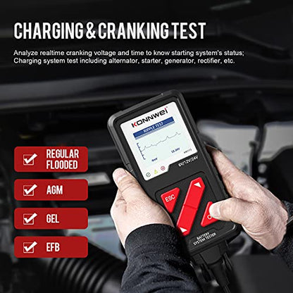 KONNWEI KW710 Car Battery Tester 6V 12V 24V, Battery Load Tester Automotive 100-2000CCA Digital Auto Battery Analyzer Alternator Starter Tester for Car Truck Motorcycle Marine ATV SUV - color: KW710