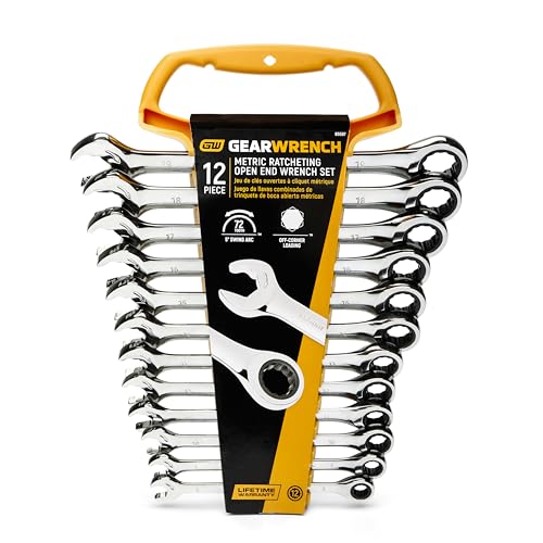 GEARWRENCH Open End Ratcheting Metric Wrench Set 12 Pc., 12 Point - 85597 - style: 12-piece kit