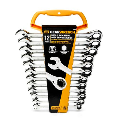 GEARWRENCH Open End Ratcheting Metric Wrench Set 12 Pc., 12 Point - 85597 - style: 12-piece kit