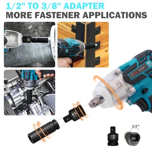 Cordless Impact Wrench Kit, 20V MAX Electric Impact Gun, 737Ft-lbs(1000N.m) Brushless Impact Wrenches, Power Impact Wrenches with 5-Mode Speed,Torque Wrench 1/2 Drive for Car/Truck RV/Mower