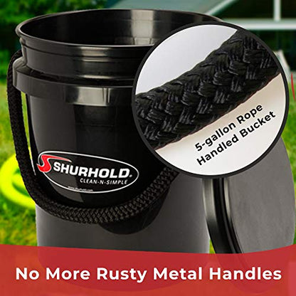Shurhold 2464 Deluxe One Bucket System - Ultimate Cleaning Kit with 5 Gallon Bucket, Grit Guard, Lid, and Storage Caddy, Black