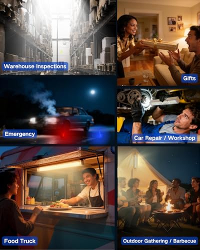 Rechargeable Magnetic Work Light Bar, Super Bright LED Underhood Light with LCD Display, 5000mAh Power Bank, Solar/USB-C, 5 Modes Red/Blue Strobe, IP65 Waterproof for Mechanic Garage Camping - size: 12.2"L x 1.57"W x 1.69"H