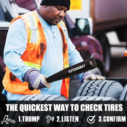 Aluminum Tire Checker Bat - Truckers Tool for Checking Tire Pressure - Black - color: Black