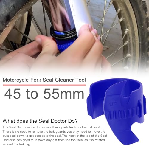 Windance Motorcycle Front Fork Repairing Tool Kit,Fork Seal Saver Cleaner Shock Repairing Absorber Tool 45mm-55mm + Fork Suspension Oil Level Measurement Gauge Oil Syringe Tool (Blue)