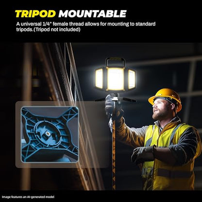 YZONI Rechargeable Work Light, 30W 3000Lumen LED Work Light with 5 Modes, Battery Powered Magnetic Lights with 360°Rotate Foldable Design, Job Site Lighting for Car Repair, Garage, Workshop, Camping - style: Traditional