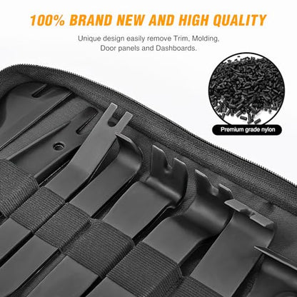 GOOACC 102Pcs Trim Removal Tool, Auto Push Pin Nylon Bumper Retainer Clip Set Fastener Terminal Remover Tool Round Handle Crowbar Kit Car/Radio Panel, Black - color: 102Pcs Clips+ Remover Black
