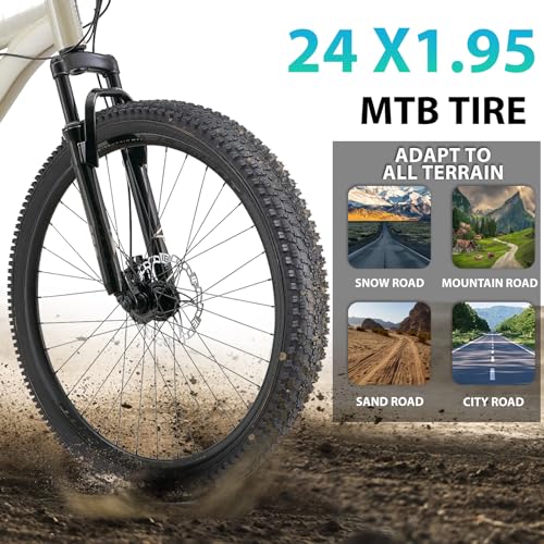 Hycline 2-Pack Mountain Bike Tires Set: 20/24/26/27.5-inch Folding Replacement High-Performance Wear-Resistant Bicycle Tires and Pair Inner Tubes with Tire Levers for MTB Off-Road Bike - color: 24x1.95-30TPI