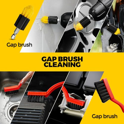 Holikme 22Pack Drill Brush Attachments Set, Scrub Pads & Sponge, Buffing Pads, Power Scrubber Brush, Car Polishing Pad Kit,Wax Applicator Pad,Car Cleaning Kit，Cleaning Supplies，Masonry Brushes,Black - color: Black