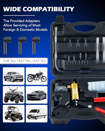 OMT One-Man Brake Bleeding Kit with Hand Vacuum Pump and Dial Gauge, Black | High Grade Aluminum Alloy Fluid Evacuation System; Resilient PVC Tubing and Connectors; Great for Multi-Vehicle Servicing - color: Black