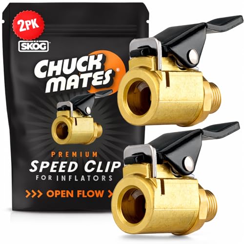 Chuck Mates Premium Quick-Connect Tire Inflator Air Chuck – Locking Adapter for Air Compressors & Valve Stems (2 Pack) Open-Type Speed Clip | Open-Type | Easy locking speed-clip | Ideal for portable inflators - size: 2 Pack Open-Type