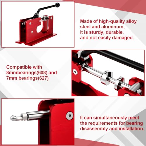 Bearing Press and Puller Wheel Bearing Press Skateboard Tool Fits 7mm 8mm Bearings for Skaters Skateboard, Inline, Longboard, Quad, Caster, and Cruiser Wheels - color: Red