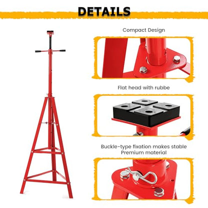 KUAFU Adjustable Under Hoist Tripod Stand 2 Ton High Lift Jack Stand Reach | Underhoist Support Stand 4000lbs Capacity Lift Stand for Car Lift High-Position Lift Range 47.4"-84.5" - size: Red