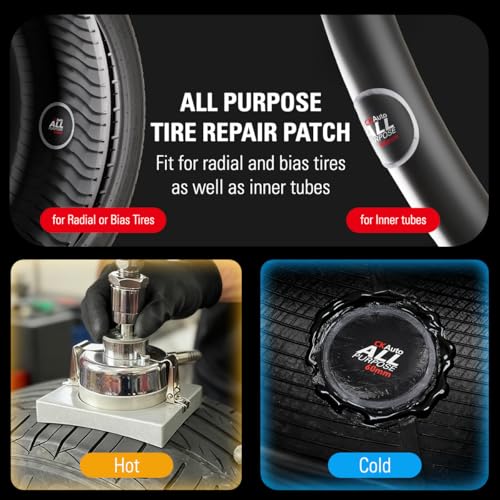 CKAuto 80 PCS All Purpose Tire Repair Patch Kit Heavy Duty 2-1/4"/(60mm), Tire Plug Repair Kit Flat for Car Van Truck Bus Motorcycle and Inner Tire, Round Dia 2-1/4"/(60mm) - size: Dia 60mm 80pcs