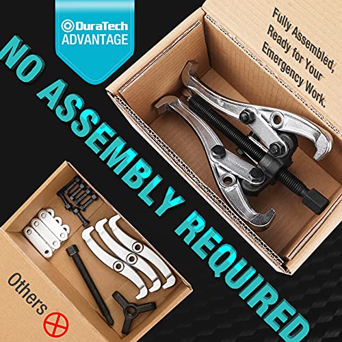 DURATECH 6-Inch 3-Jaw Gear Puller, CR-V Steel, Fully Assembled | Black Phosphated, Anit-Slip, Corrosion Resistance, for Narrow Spaces, Bearing Puller, for Gears, Pulleys, Bearings, Flywheels - size: 6-Inch