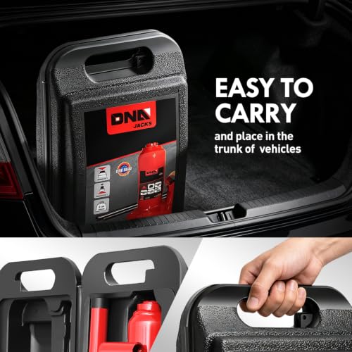 DNA Motoring 2 tons / 4000 lbs Lifting Automotive Welded Hydraulic Bottle Jackfor Sedans Repair, with Manual Handle & Carrying Storage Case, Red - color: red, style: 2 ton