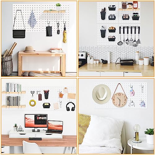 6Pcs Pegboard, Peg Board, Metal Pegboard Wall Organizer Panels Accessories, Mount Display Pegboard Kits for Walls Garage Craft Room Office Workshop, Easy Installation (White) - style: Metal pegboard-6pack