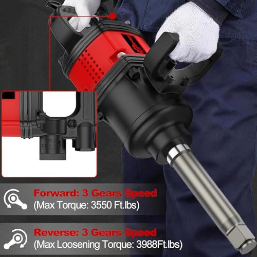 Trivd Frol Air Impact Wrench 1 inch Impact Gun 1 Inch Impact Wrench, Up to 3550 Ft.lbs, 5000RPM High Torque Pneumatic Impact Wrench with 32mm-33mm Sockets, 1/2" Air Inlet for Heavy Duty Repairs - style: 1 inch Air impact wrench