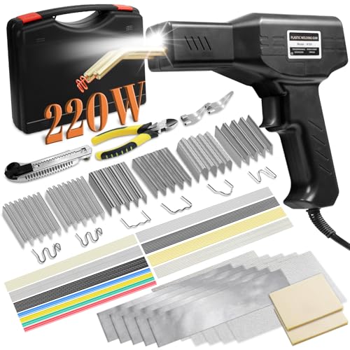 220w Plastic Welder,Upgraded 2 in 1 Plastic Welding Kit,Plastic Repair Kit 1000pcs Hot Staples & 92pcs Plastic Welding Rods for Car Bumper Plastic Crack Repair(Black) - style: Hot Staples-black