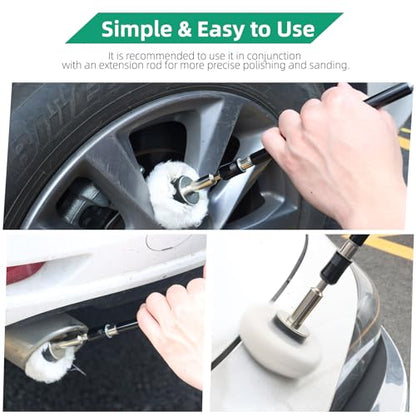 Buffing Pad Polishing Wheel Kits,with 1/4" Hex Shank & Extend Bar | Extended Graspable Design, Providing Stable Control,Wheel Shaped Polishing Tool for Metal Aluminum,Stainless Steel,Chrome,etc